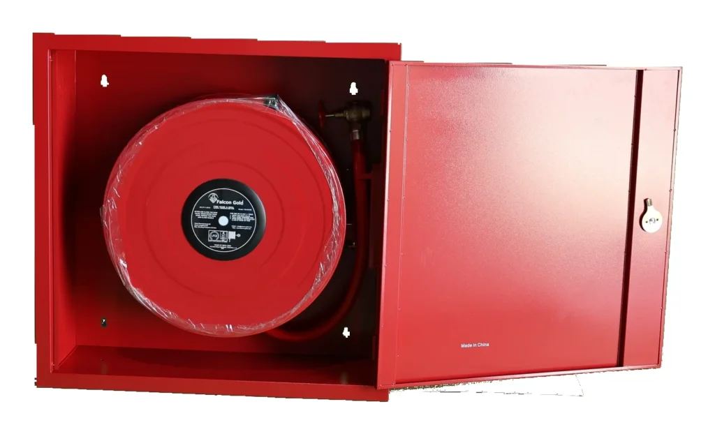 Falcon Gold red single-door fire hose cabinet with hose reel and valve – AZEIDK Egypt